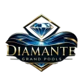Logotipo da Diamante Grand Pools com diamante azul e elementos dourados